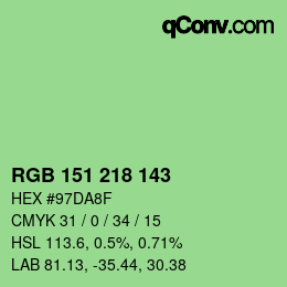 Color code: RGB 151 218 143 | qconv.com