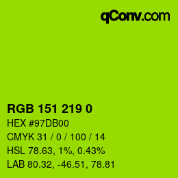 Color code: RGB 151 219 0 | qconv.com