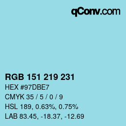 カラーコード: RGB 151 219 231 | qconv.com
