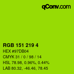 Color code: RGB 151 219 4 | qconv.com