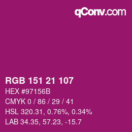カラーコード: RGB 151 21 107 | qconv.com