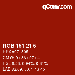 カラーコード: RGB 151 21 5 | qconv.com