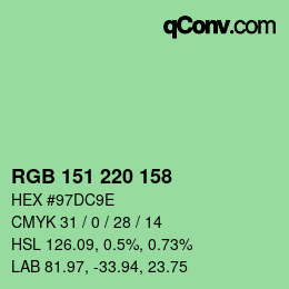 Code couleur: RGB 151 220 158 | qconv.com