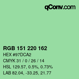 Color code: RGB 151 220 162 | qconv.com
