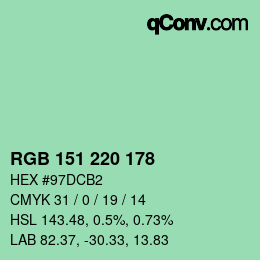 Color code: RGB 151 220 178 | qconv.com