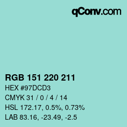 Color code: RGB 151 220 211 | qconv.com