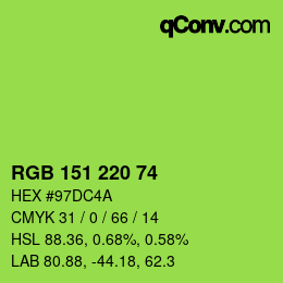 カラーコード: RGB 151 220 74 | qconv.com