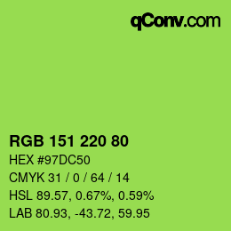 Código de color: RGB 151 220 80 | qconv.com