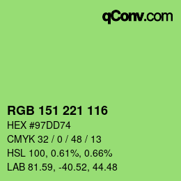 Color code: RGB 151 221 116 | qconv.com