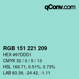 Color code: RGB 151 221 209 | qconv.com