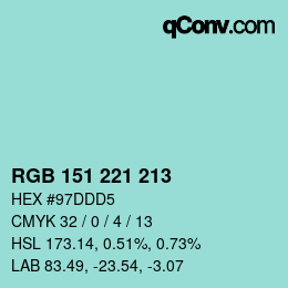 Color code: RGB 151 221 213 | qconv.com
