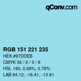 Color code: RGB 151 221 235 | qconv.com