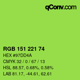 Color code: RGB 151 221 74 | qconv.com