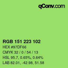 Color code: RGB 151 223 102 | qconv.com