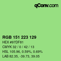 Color code: RGB 151 223 129 | qconv.com