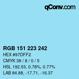 Color code: RGB 151 223 242 | qconv.com