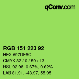 Color code: RGB 151 223 92 | qconv.com