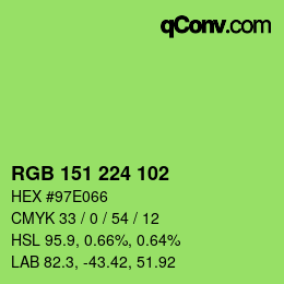 Color code: RGB 151 224 102 | qconv.com