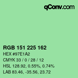 Color code: RGB 151 225 162 | qconv.com