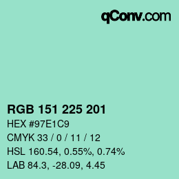 Color code: RGB 151 225 201 | qconv.com