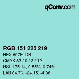 Color code: RGB 151 225 219 | qconv.com