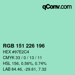 Color code: RGB 151 226 196 | qconv.com