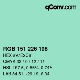 Color code: RGB 151 226 198 | qconv.com