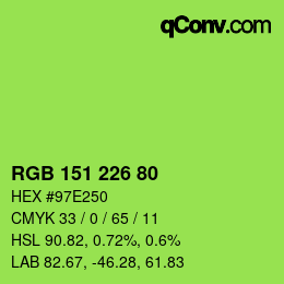Color code: RGB 151 226 80 | qconv.com