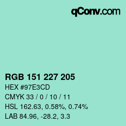 Color code: RGB 151 227 205 | qconv.com
