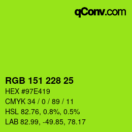 Color code: RGB 151 228 25 | qconv.com