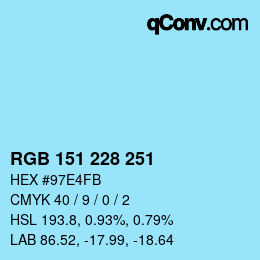Color code: RGB 151 228 251 | qconv.com