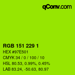 Color code: RGB 151 229 1 | qconv.com