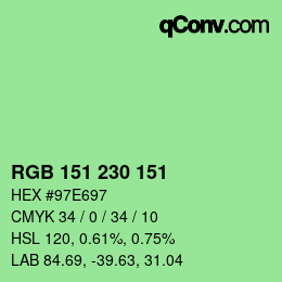 Color code: RGB 151 230 151 | qconv.com