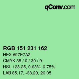 Color code: RGB 151 231 162 | qconv.com