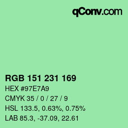 Color code: RGB 151 231 169 | qconv.com