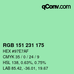 Color code: RGB 151 231 175 | qconv.com