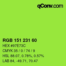颜色代码: RGB 151 231 60 | qconv.com