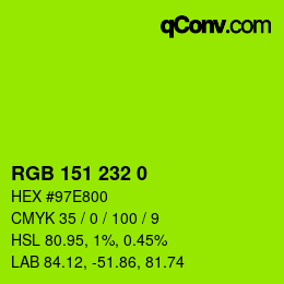 Color code: RGB 151 232 0 | qconv.com