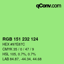 Color code: RGB 151 232 124 | qconv.com