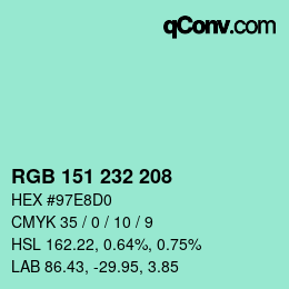 カラーコード: RGB 151 232 208 | qconv.com