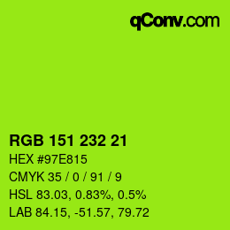 Color code: RGB 151 232 21 | qconv.com