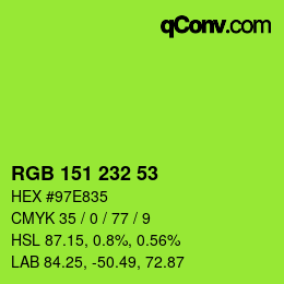 Color code: RGB 151 232 53 | qconv.com