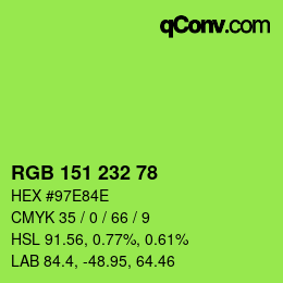 Color code: RGB 151 232 78 | qconv.com