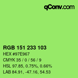 Color code: RGB 151 233 103 | qconv.com