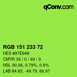 Color code: RGB 151 233 72 | qconv.com