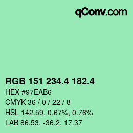 カラーコード: RGB 151 234.4 182.4 | qconv.com