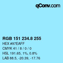 Color code: RGB 151 234.8 255 | qconv.com
