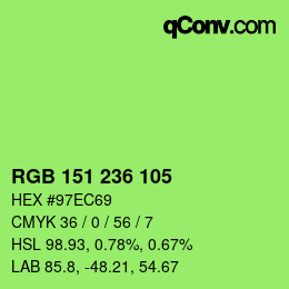 Color code: RGB 151 236 105 | qconv.com