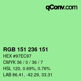 Color code: RGB 151 236 151 | qconv.com