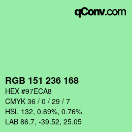 カラーコード: RGB 151 236 168 | qconv.com